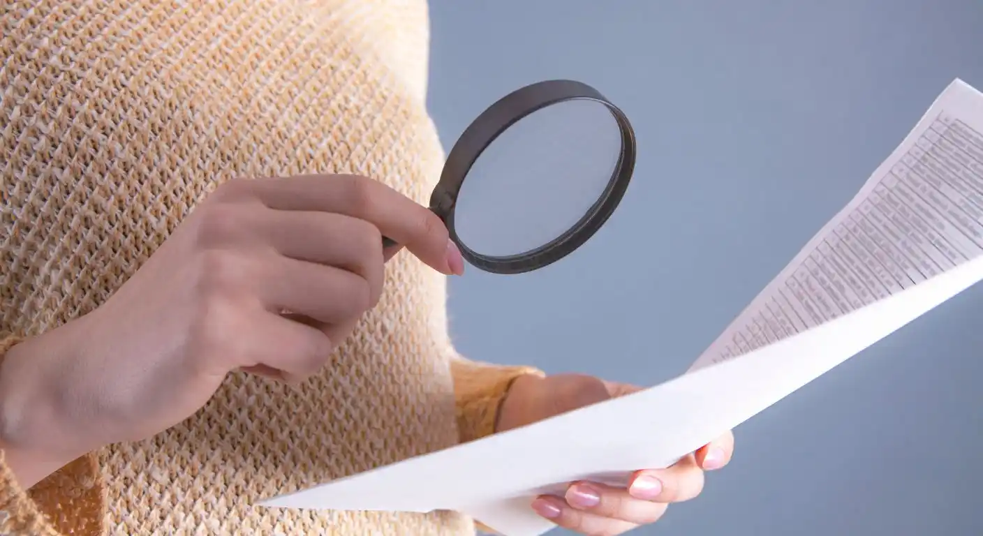 契約解除条項を確認する虫眼鏡