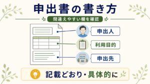 法定相続情報一覧図の申出書の記入ポイントを示す図